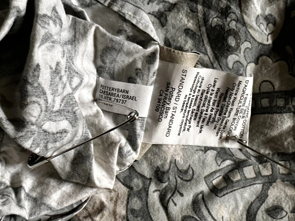 Pottery Barn Caesaria Twin Green Paisley Floral 100% Organic Cotton Duvet & Sham - Image 3 of 4