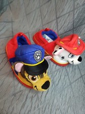 Paw Patrol Marshall Chase 3D Plush Toddler Boys Slip-on Slippers sz 7-8