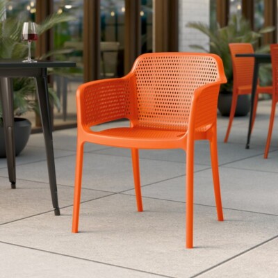Bistro Style Sunset Orange Resin Stackable Outdoor Patio