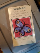 Colorful Butterfly Latch Hook Kit 4677 Caron WonderArt 12x12 NEW sorta 