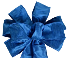 10" Hand Made Wired Faux Silk Royal Blue Wreath Bow - Advent Christmas Dark Deep