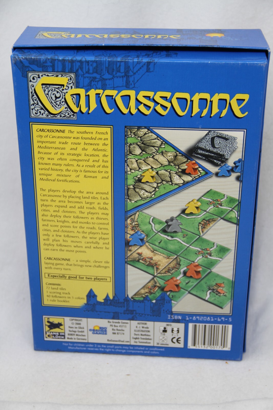 Rio Grande Boardgame Carcassonne (2000 Ed) Made in Germany complete Falak Tayyeb Platinum