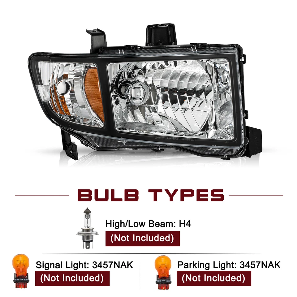 Par de montaje de faros ámbar negro para Honda Ridgeline 2006-2014 06-14 Foto 4 de 4