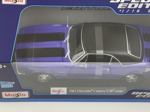 Maisto 1:18 Scale 1967 Chevrolet Chevy Camaro Z/28 Coupe Diecast Model - Purple - Picture 2 of 5