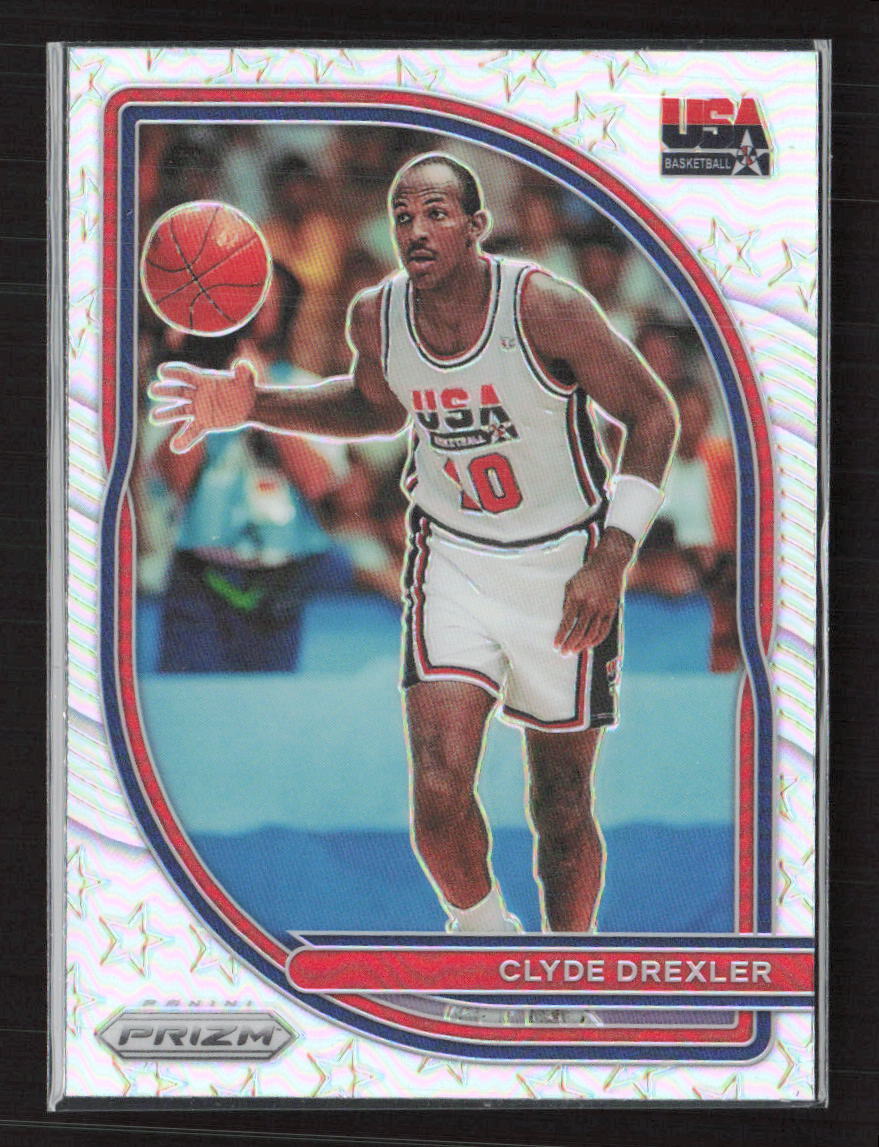 2020-21 Panini Prizm #6 Clyde Drexler USA Basketball Silver HOF USA (JB)