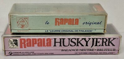 2 VINTAGE RAPALA FLOATING BAIT LURES HUSKY JERK & HOPEA ARGENT in