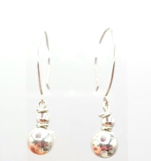 Sterling Silver Ball Dangle Large Hook Earrings - image 3