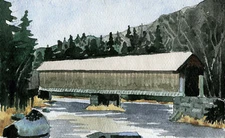 Pier Covered Bridge, Sugar River Trail, New Hampshire. Watercolor notecards