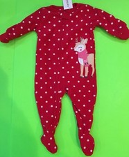 SOFT  CUDDLY  CARTER  S  BABY GIRL 1-PC FOOTED REINDEER PJ  S SLEEPER SZ 6M NWT 
