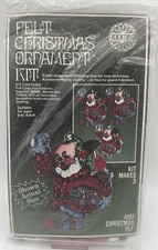 Vintage Holiday Felt Christmas Bead Sequin Ornament Kit 3 Christmas Elf 4167 New