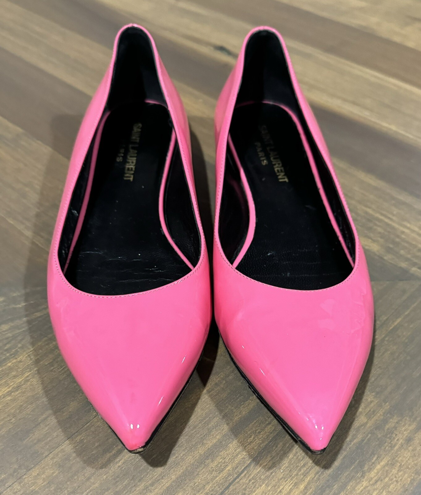 Ballerine décolleté Saint Laurent da donna in pelle verniciata rosa taglia 36 5 US6 5