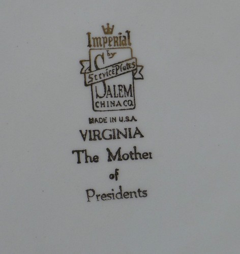 Antique Virginia Plate Imperial Salem OH Mother Presidents Porcelain Vintage - Picture 4 of 6