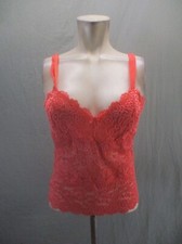 NWOT CABERNET Size L Women Coral Lace Lined Wireless Plunge Stretch Camisole 669