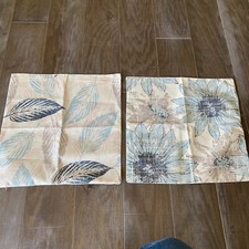 Ivory Sunflower and Leaf Square Home Decor Throw Pillow Case Covers Pair of 2