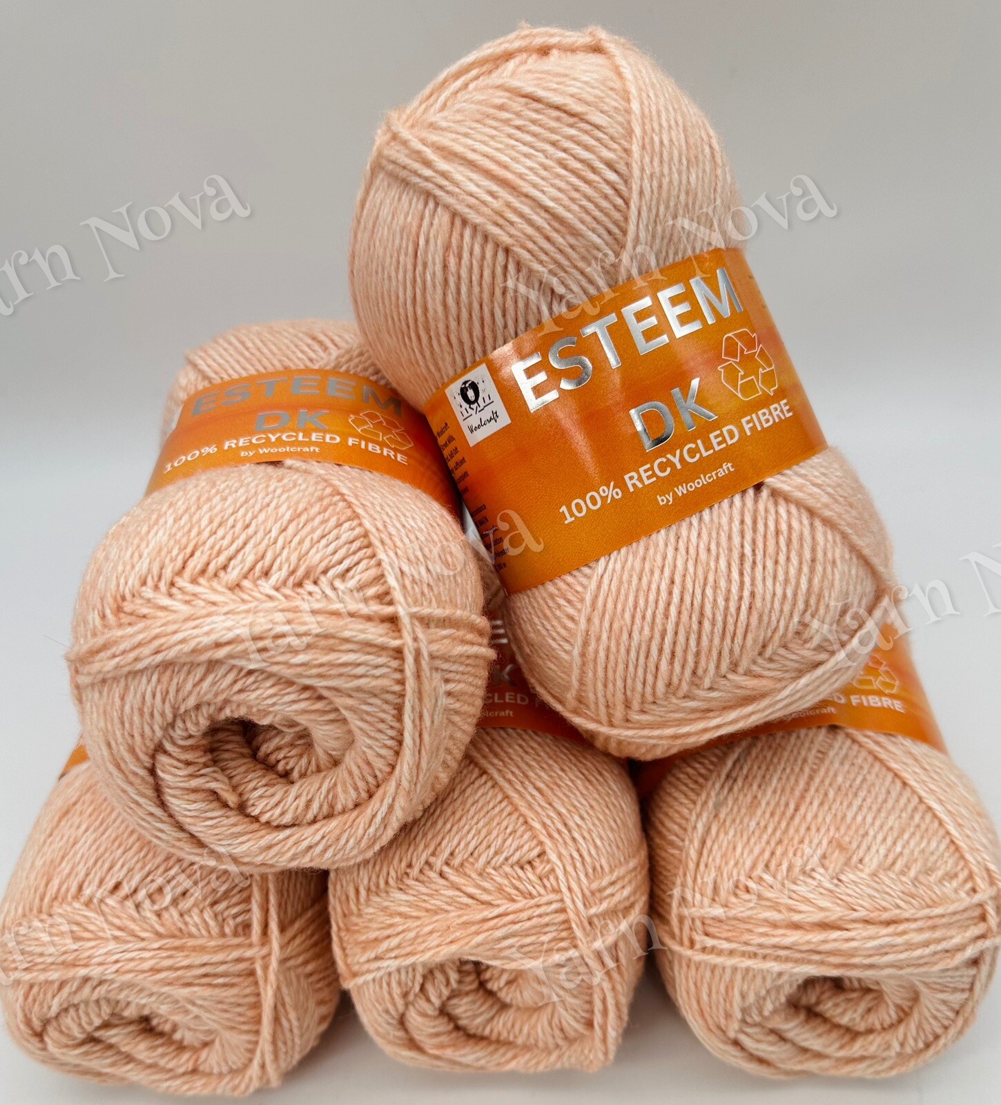 Woolcraft Esteem Recycled DK Knitting Crochet Yarn Wool 5x100g Balls - 09 Peach