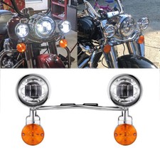 Chrome Led Driving Passing Turn Signal Spot Fog Lights Bar Fit For Yamaha