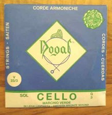 Dogal Green Label Cello Strings 4/4, Singles, G, Made in Venice Italy 