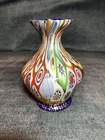 Gambaro Poggi Murano Art Glass Millefiori Bud Vase with Aventurine 4.25” SIGNED