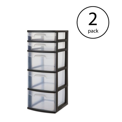 Sterilite 5 Drawer Tower Plastic Space Saving Home Storage ...