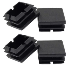 4Pack 25mm (1") Square Plastic Plugs, Tubing End Caps, Black
