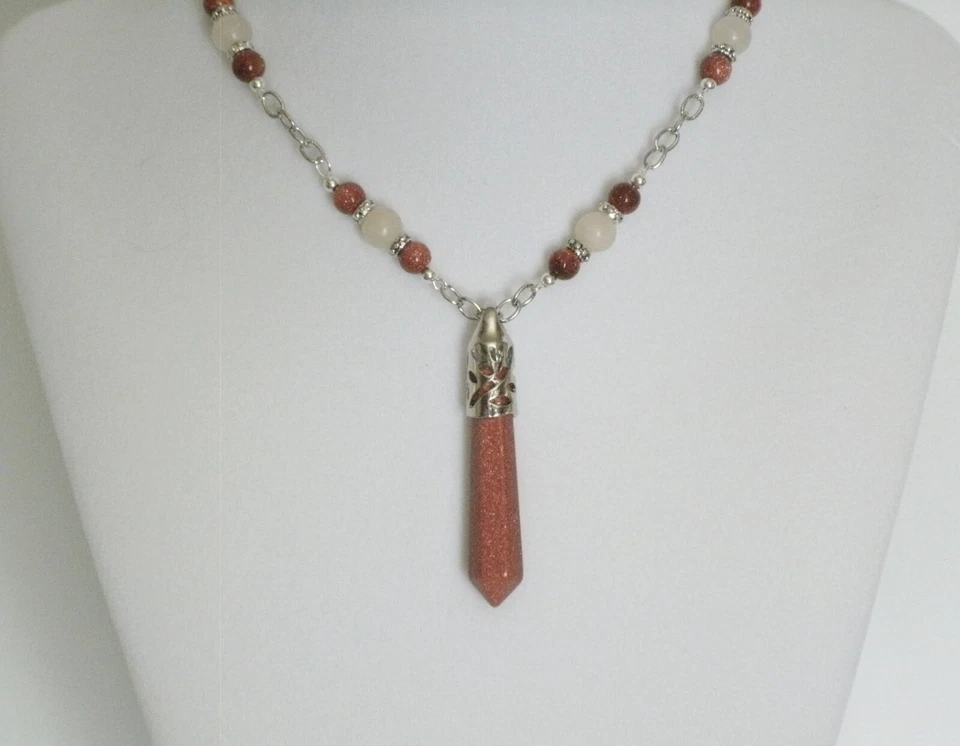 Collar Goldstone Point Boho Bohemio Hippie Nueva Era Diosa Metafísica Foto 3 de 4