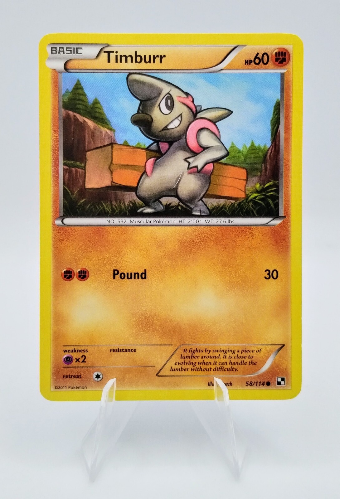 Timburr 58/114 Black and White 2011 Pokemon Card