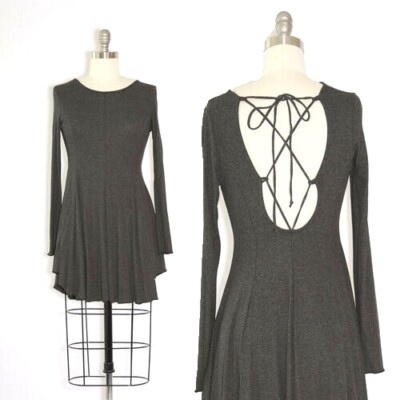 lace up back mini dress