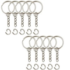 Key Ring with Chain and Open Jump Rings 1 inch, 50 Pack Middle, 50pack
