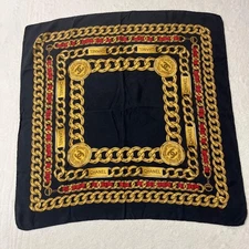 CHANEL Scarf CC Accessory Pattern Black 33.9in Vintage Very Good Condition