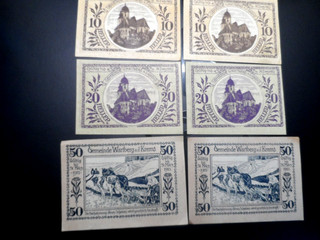 2 x Notgeld Wartberg an der Krems 10 20 50 heller Oberösterreich