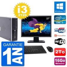 PC HP Compaq Pro 6300 SFF Ecran 27" i3-2120 RAM 16Go Disque 2To Windows 10 Wifi