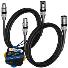 XLR to XLR Cable 1 Feet, 2 Pack Multiple Premium XLR Microphone Cables, Heavy...