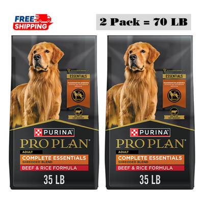 2 Pack Purina Pro Plan Complete Essentials Shredded Blend Dog Food Beef & Rice