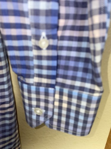 Culturata Dress Shirt Italian Blue Multi Long Sleeve Large 16.5 Tailored Fit - Picture 7 of 8