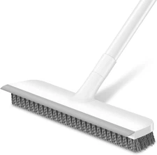 Floor Scrub Brush with 48-Inch Long Adjustable Handle 2 in 1 Scrape Brush Stiff 