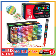 288 Colors Soft Brush Tip Acrylic Paint Markers Set, Pens for Rock, Wood, Fabric