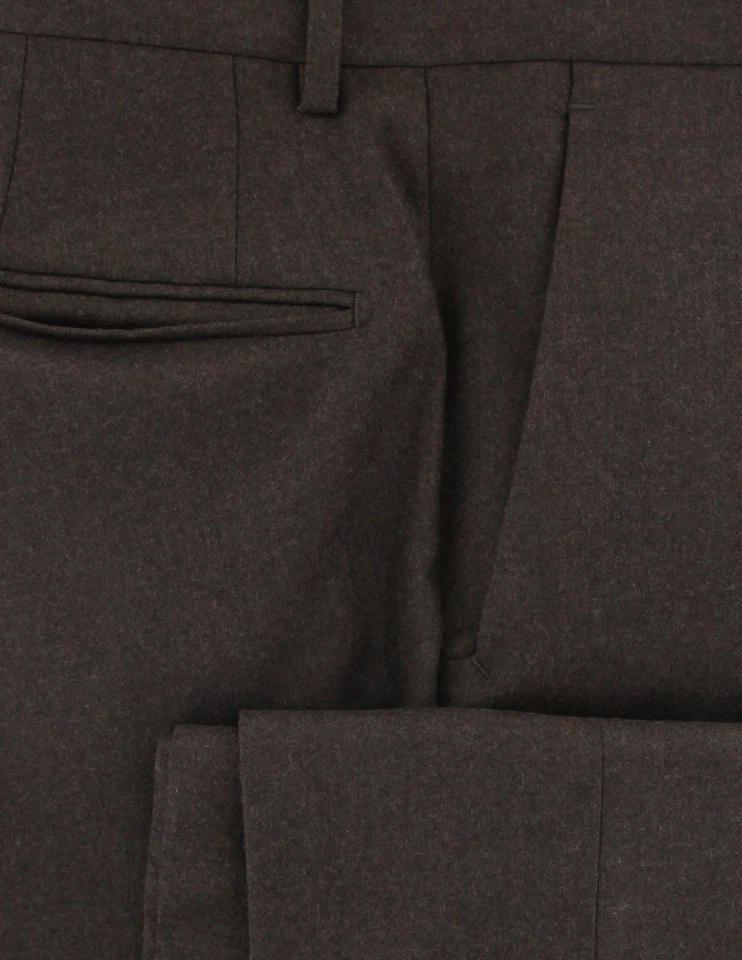 Incotex Brown Solid Wool Pants - Slim - (892) - Image 2 of 4