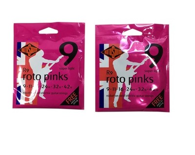 RotoSound Roto Pinks 2 Pack Nickel Steel Electric Guitar Strings Super Light