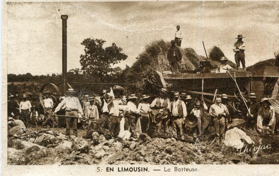 Carte Agriculture En Limousin La Batteuse Ouvriers et machine - Photo 1/1