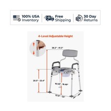 Bedside Commode Chair 500 lbs Portable Toilet Raised Seat Padded 4-in-1