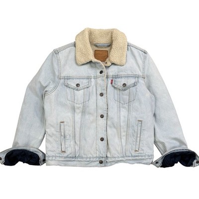 Levi s Premium Type III Sherpa Trucker Jackets Light Denim Big E -  Men s Size M