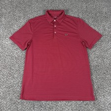 Vineyard Vines Polo Shirt Mens Medium Red Striped Short Sleeve Performance