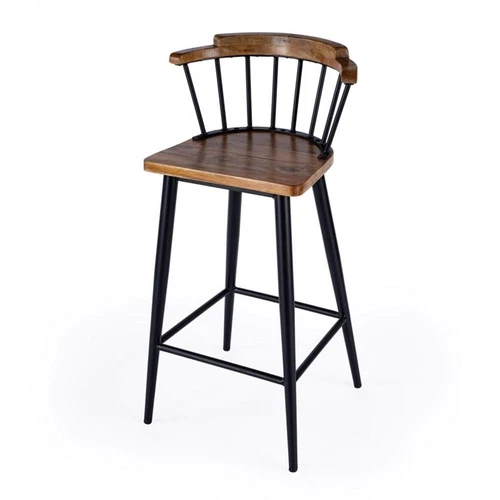 Butler Specialty Company Merrick Wood And Iron  Spindle Bar Stool - Natural - Picture 1 of 8