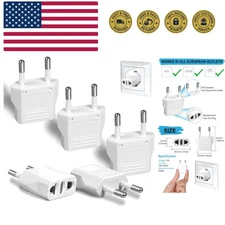 6 Pack  to  Plug Adapter - Type C European Travel Adapter, Wall Plug Power Co...