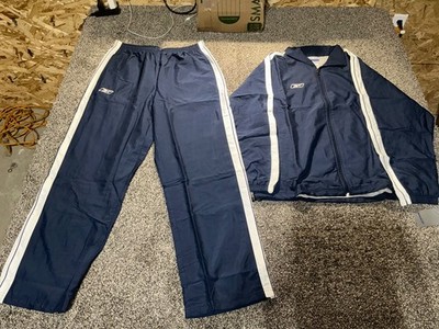 Reebok Y2K VTG Mens Large L Tracksuit Navy Blue Full Zip Jacket & Pants Set NEW