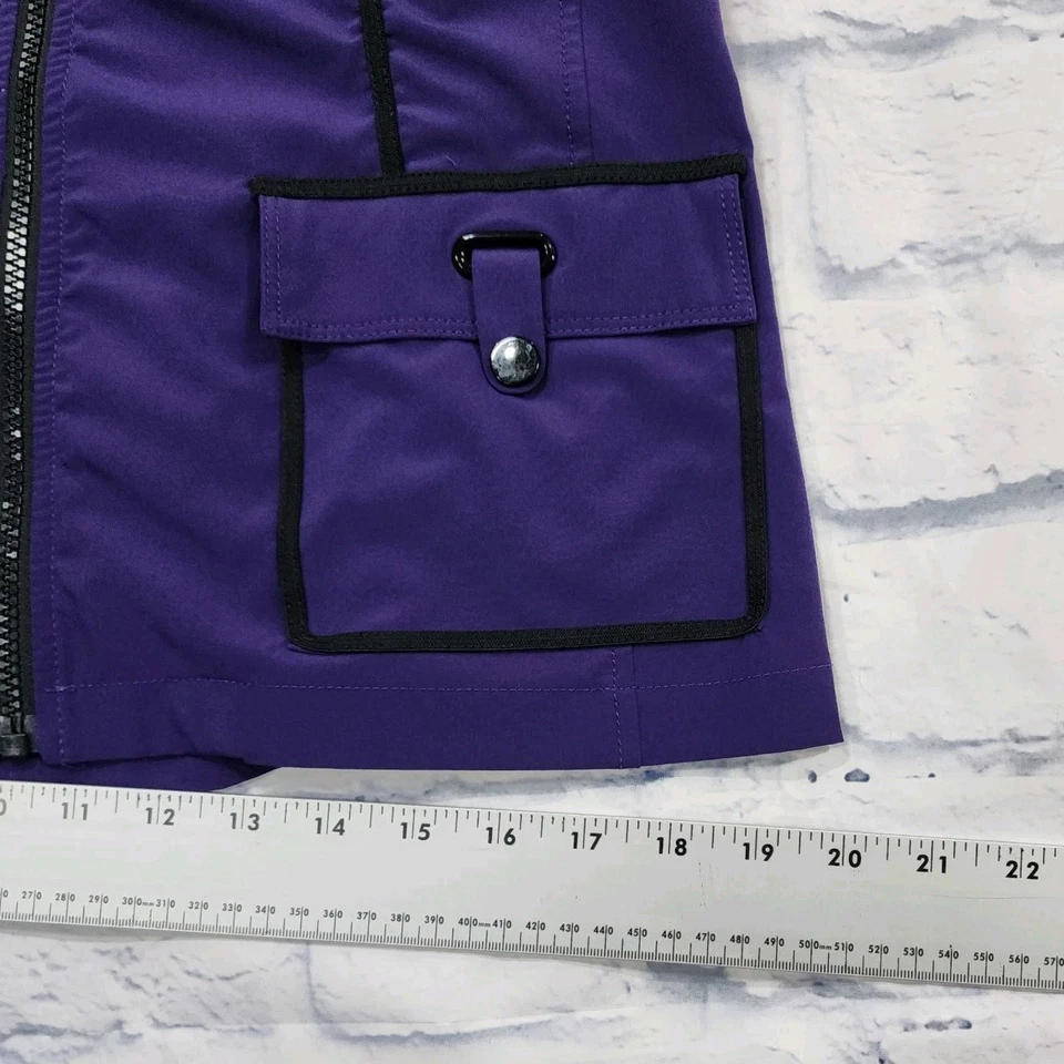 Zenergy Chicos MUJER TALLA 0 EE. UU. S Púrpura Negro Borde Cremallera Completa Chaleco Yoga Activo Foto 2 de 4