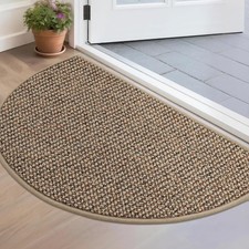 Half Circle Door Mat Non Slip Washable Dirt Trapper Low Profile Entry Rug