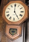 Vintage Seth Thomas Wooden Octagon School House Wall Clock | Working w/ History — photo 1