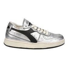 diadora Mi Basket Row Cut Metallic Used Lace Up Womens Size 5.5 M Sneakers Casu