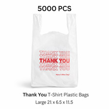 5000 Thank You Plastic Bags 21x6.5x11.5 T-Shirt Grocery Retail Shipping 0.59 Mil